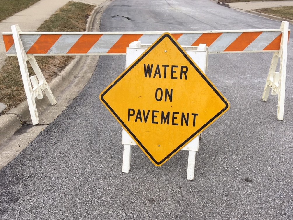 Water on Pavement Barricade